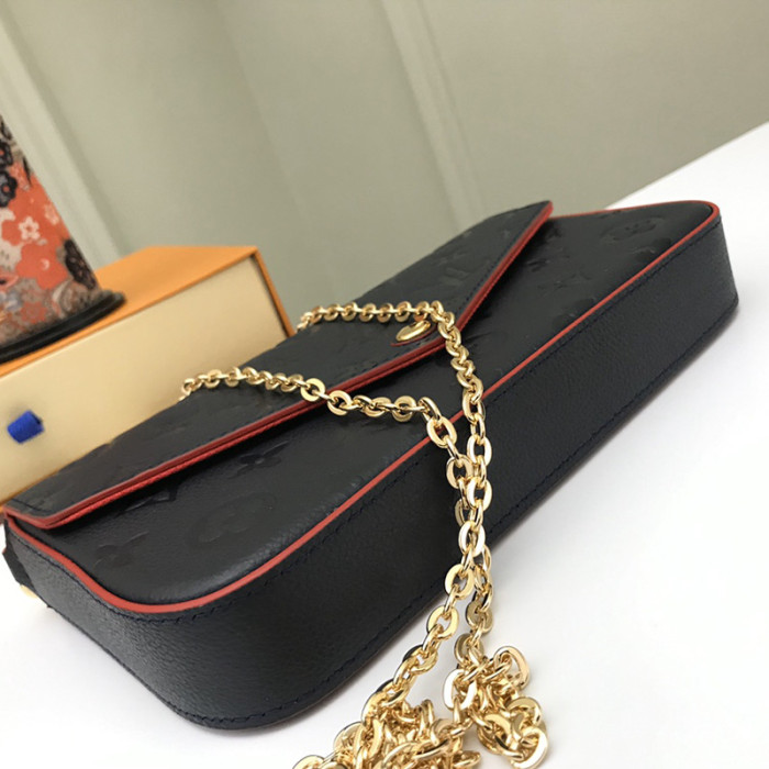 Louis Vuitton Womens Bags Shoulder Messenger Bag Luxury Brand FÉLICIE POCHETTE M64099 Navy Blue / Red Monogram Empreinte embossed supple grained cowhide leather