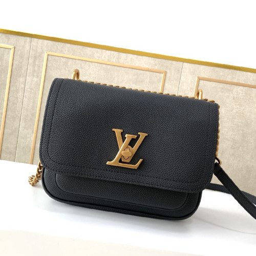 Louis Vuitton Womens Bags Messenger Shoulder Bags LOCKME CHAIN BAG Luxury Brand with Original Box Black Grained calf leather M57073