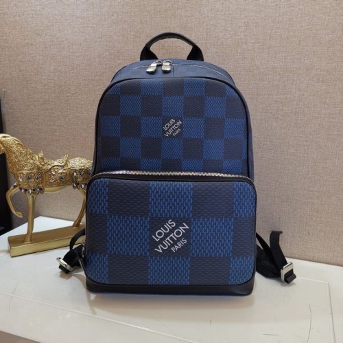 Louis Vuitton Mens Bags Backpacks Luxury Brand Fashion Type CAMPUS BACKPACK N50008 Navy blue Damier Graphite 3D coated canvas