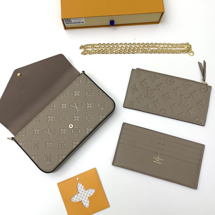 Louis Vuitton Womens Bags Shoulder Messenger Bag Luxury Brand FÉLICIE POCHETTE M68697 Tourterelle Beige Monogram Empreinte embossed supple grained cowhide leather