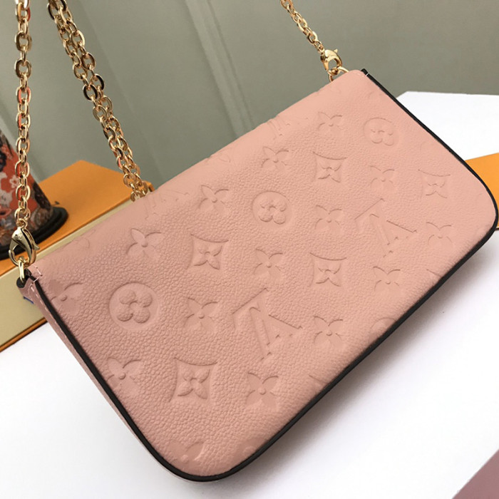 Louis Vuitton Womens Bags Shoulder Messenger Bag Luxury Brand FÉLICIE POCHETTE M67856 Rose poudré Pink Embossed supple grained cowhide leather exterior