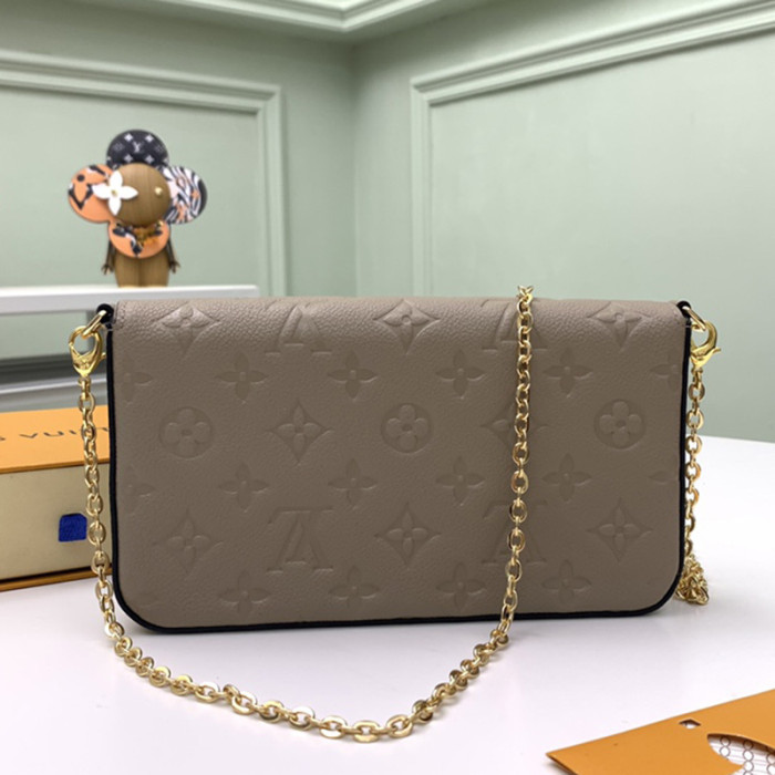 Louis Vuitton Womens Bags Shoulder Messenger Bag Luxury Brand FÉLICIE POCHETTE M68697 Tourterelle Beige Monogram Empreinte embossed supple grained cowhide leather