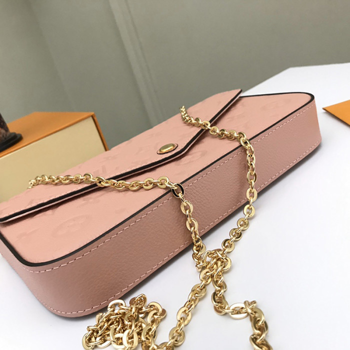 Louis Vuitton Womens Bags Shoulder Messenger Bag Luxury Brand FÉLICIE POCHETTE M67856 Rose poudré Pink Embossed supple grained cowhide leather exterior