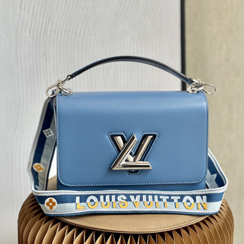 Louis Vuitton Womens Bags Shoulder Messenger Bags Luxury Brand TWIST MM Bleuet Blue Epi grained cowhide leather M57507