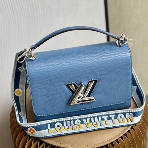 Louis Vuitton Womens Bags Shoulder Messenger Bags Luxury Brand TWIST MM Bleuet Blue Epi grained cowhide leather M57507
