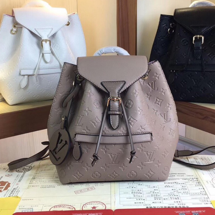 Louis Vuitton Womens Bags Backpacks Luxury Brand MONTSOURIS BACKPACK M45410 Tourterelle Gray Embossed cowhide leather