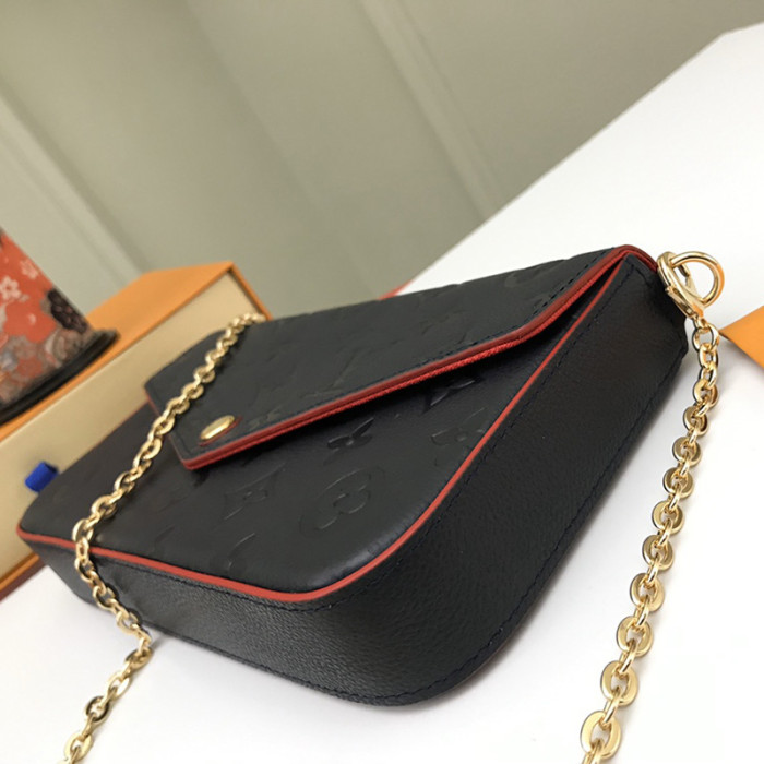 Louis Vuitton Womens Bags Shoulder Messenger Bag Luxury Brand FÉLICIE POCHETTE M64099 Navy Blue / Red Monogram Empreinte embossed supple grained cowhide leather