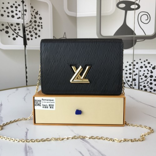 Louis Vuitton Womens Bags Shoulder Messenger Bags Luxury Brand TWIST BELT CHAIN WALLET M68750 Black Epi grained cowhide leather