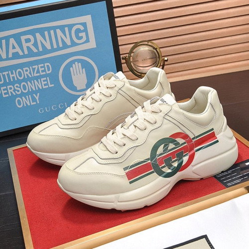 Gucci Women Shoes Women's Rhyton Gucci logo leather sneaker Luxury Brand with Original Box