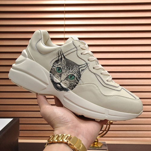 Gucci Women Shoes Women's Rhyton Gucci logo leather sneaker Luxury Brand with Original Box