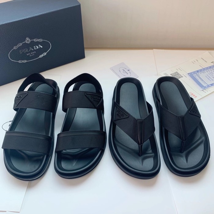 Prada Men Shoes Slippers Summer Beach Slide Luxury Brand Sandals with Original Box