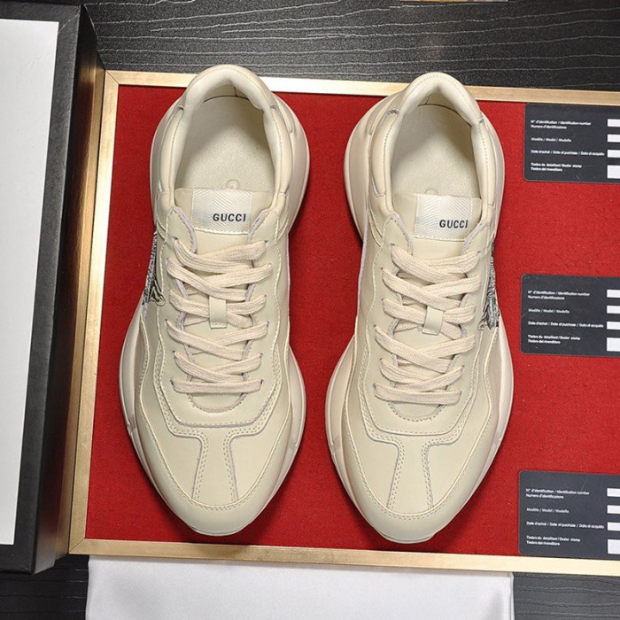 Gucci Women Shoes Women's Rhyton Gucci logo leather sneaker Luxury Brand with Original Box