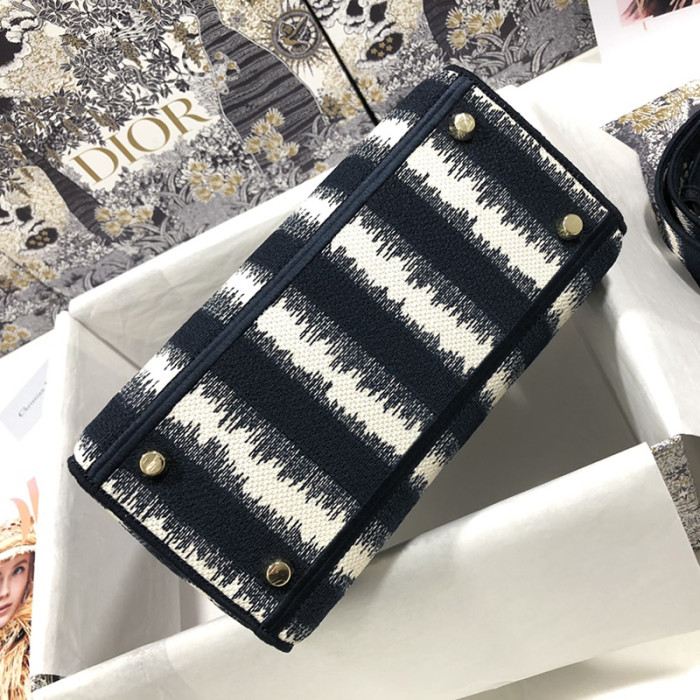 Dior Womens Bags Handbags Luxury Fashion MEDIUM LADY D-LITE BAG Blue D-Stripes Embroidery M0565ORFQ_M928