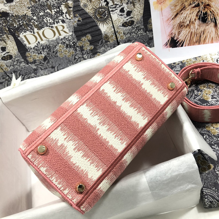 Dior Womens Bags Handbags Luxury Fashion MEDIUM LADY D-LITE BAG Pink D-Stripes Embroidery M0565ORFQ_M912