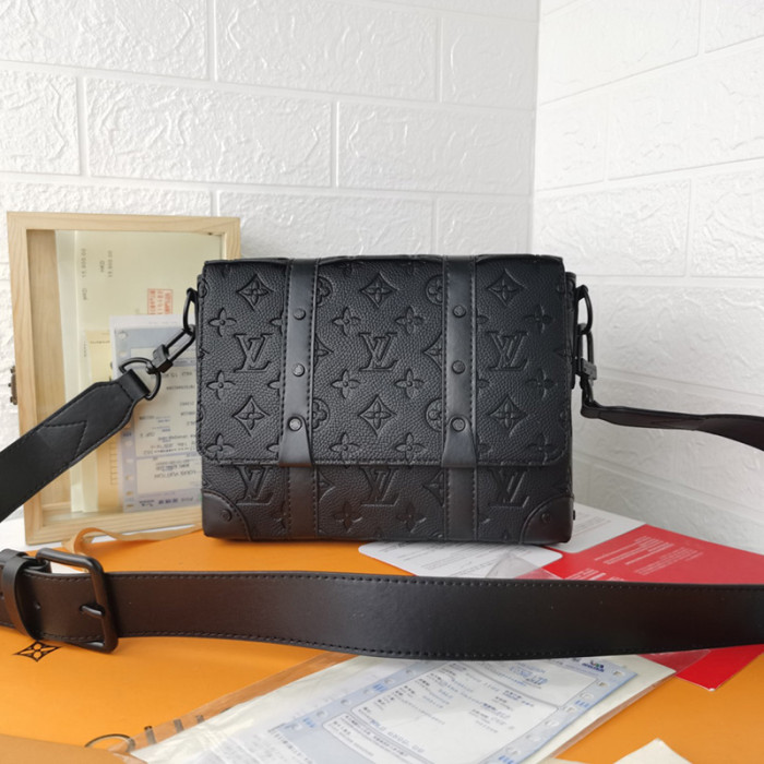 Louis Vuitton Womens and Mens Unisex Bags Luxury Brand TRUNK MESSENGER Taurillon Monogram leather M57726 with Original Box