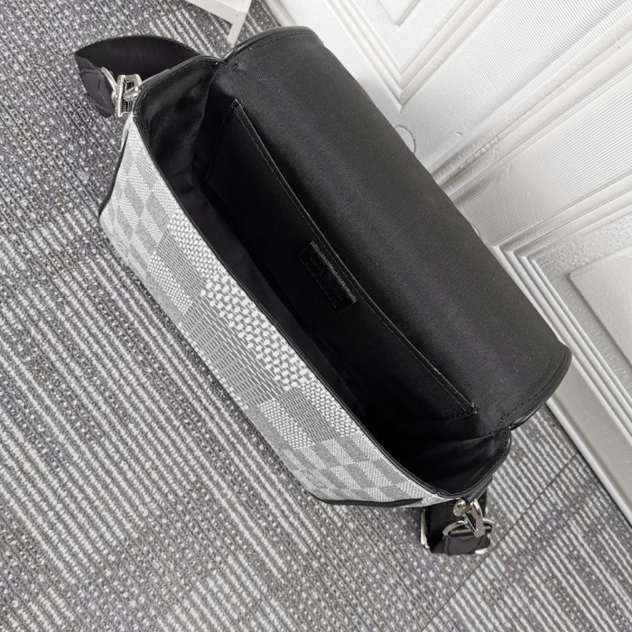 Louis Vuitton Womens and Mens Unisex Bags Luxury Brand STUDIO MESSENGER N50014 Antarctica silver Damier Graphite 3D coated canvas with Original Box