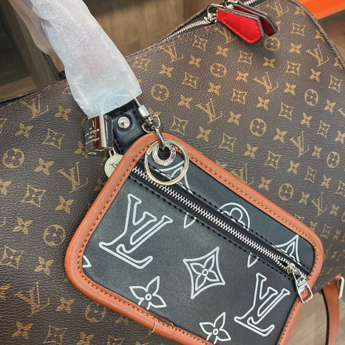 Louis Vuitton Womens and Mens Unisex Bags Luxury Brand KEEPALL BANDOULIÈRE 50 Monogram coated canvas and cowhide leather M56855