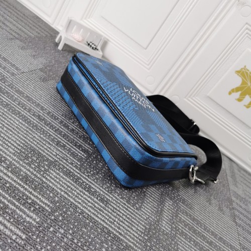 Louis Vuitton Womens and Mens Unisex Bags Luxury Brand STUDIO MESSENGER N50026 Cobalt blue Damier Graphite 3D coated canvas with Original Box