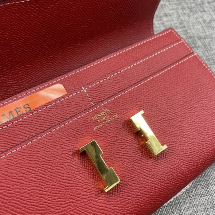 Hermes Womens Mens Wallets Purse Constance Clutch Leather Design Coin Bag with Original Box