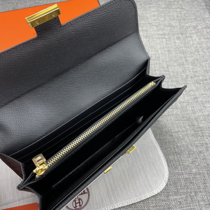 Hermes Womens Mens Wallets Purse Constance Clutch Leather Design Coin Bag with Original Box