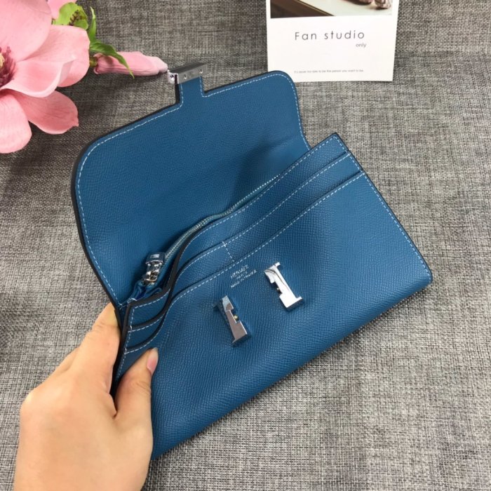 Hermes Womens Mens Wallets Purse Card Holder Leather Long Design Coin Bag with Original Box