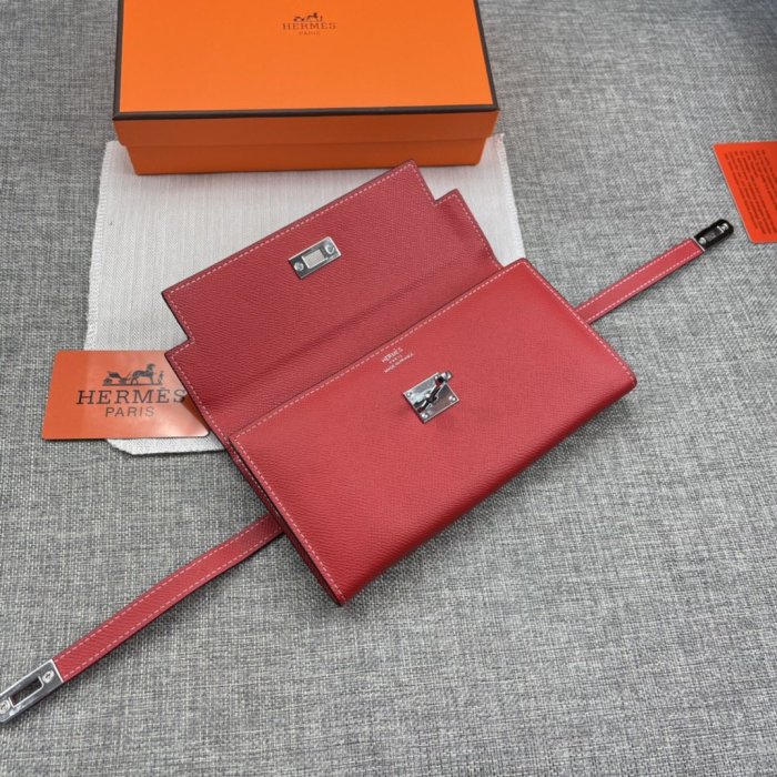 Hermes Womens Mens Wallets Purse Kelly Bag Clutch Leather Design Coin Bag with Original Box