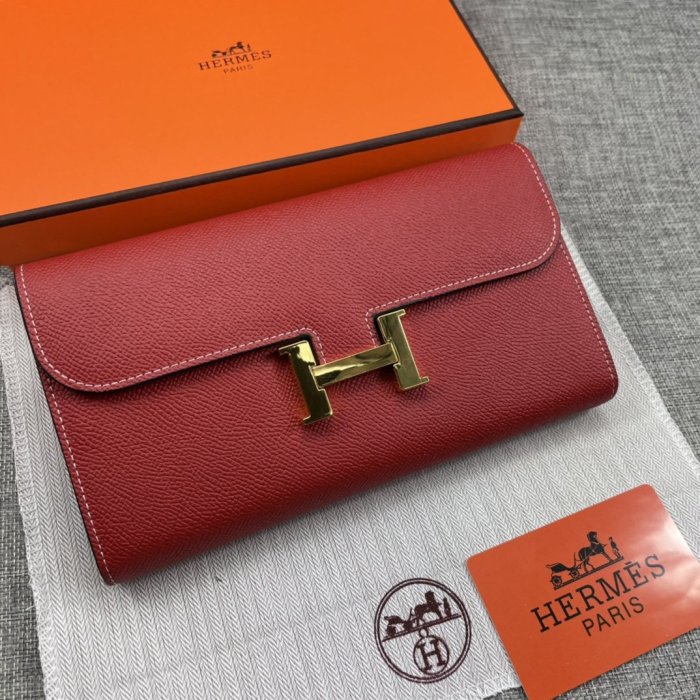 Hermes Womens Mens Wallets Purse Constance Clutch Leather Design Coin Bag with Original Box
