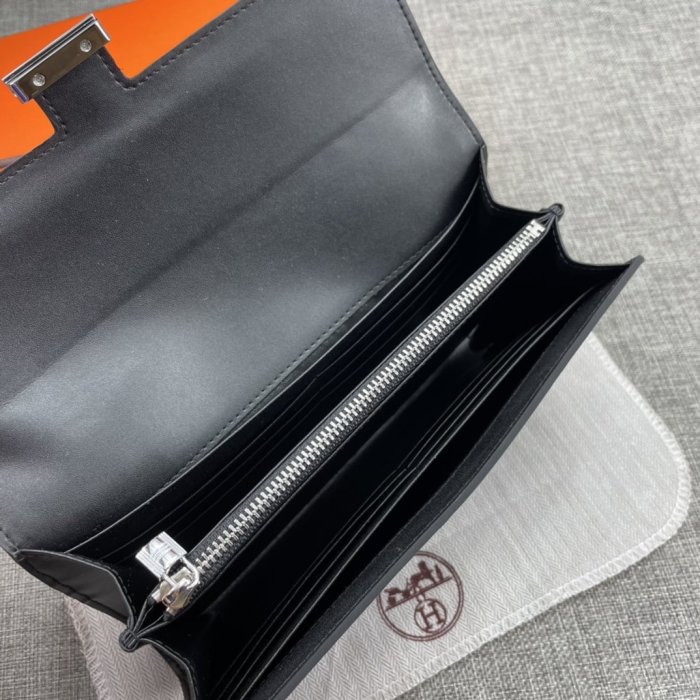 Hermes Womens Mens Wallets Purse Constance Clutch Leather Design Coin Bag with Original Box