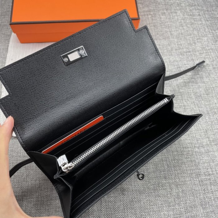 Hermes Womens Mens Wallets Purse Kelly Bag Clutch Leather Design Coin Bag with Original Box