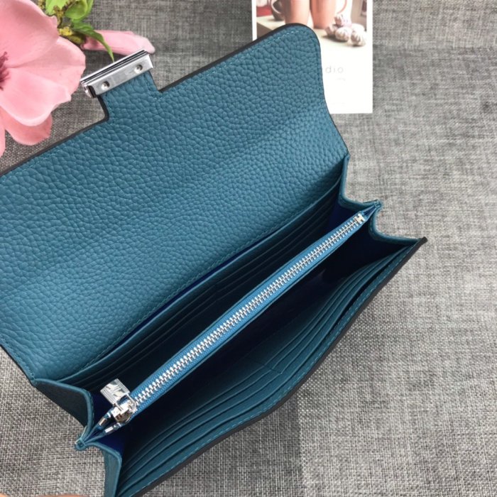 Hermes Womens Mens Wallets Purse Card Holder Leather Long Design Coin Bag with Original Box