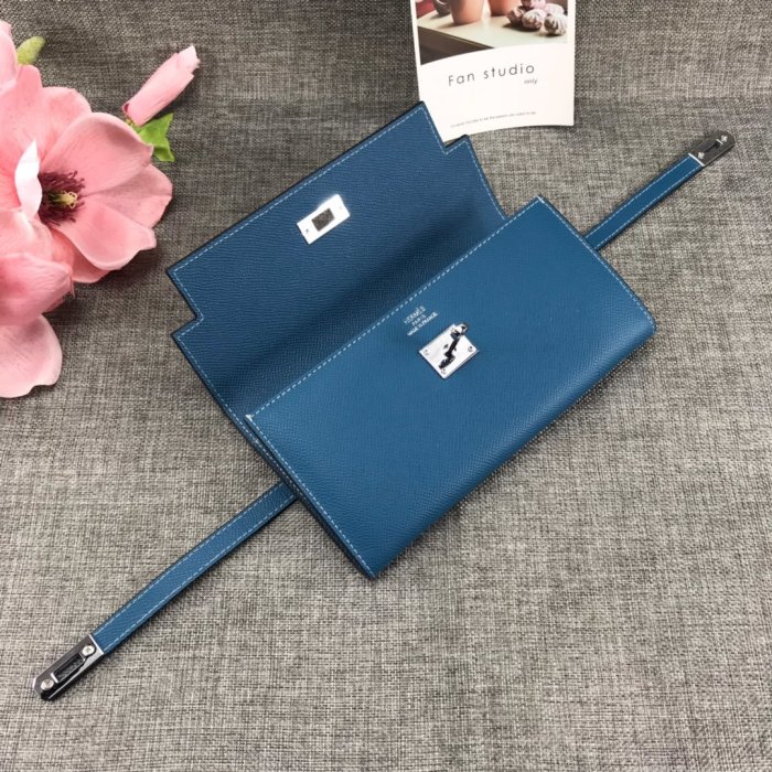 Hermes Womens Mens Wallets Purse Kelly Bag Clutch Leather Design Coin Bag with Original Box