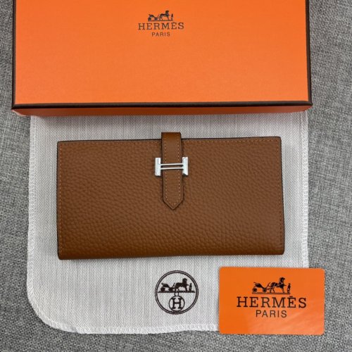 Hermes Womens Mens Wallets Purse Long Clutch Leather Design Coin Bag with Original Box
