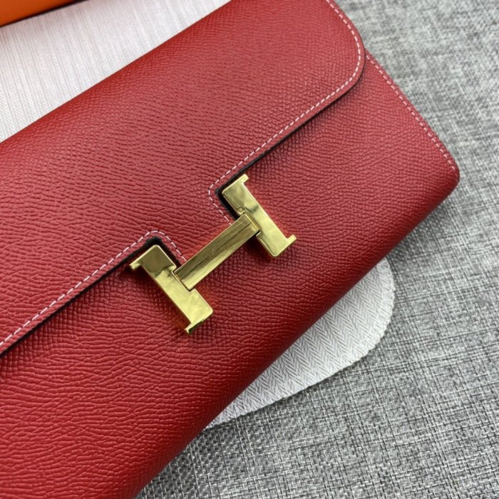 Hermes Womens Mens Wallets Purse Constance Clutch Leather Design Coin Bag with Original Box