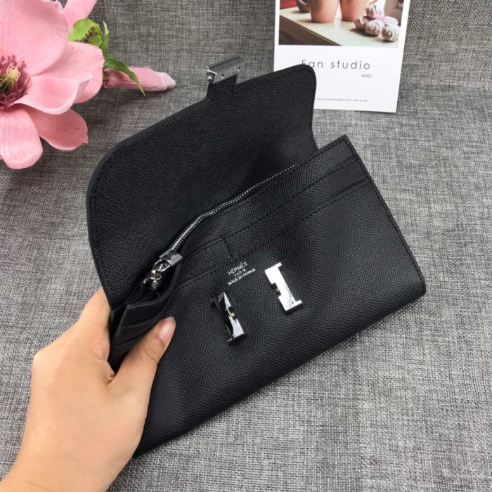 Hermes Womens Mens Wallets Purse Card Holder Leather Long Design Coin Bag with Original Box