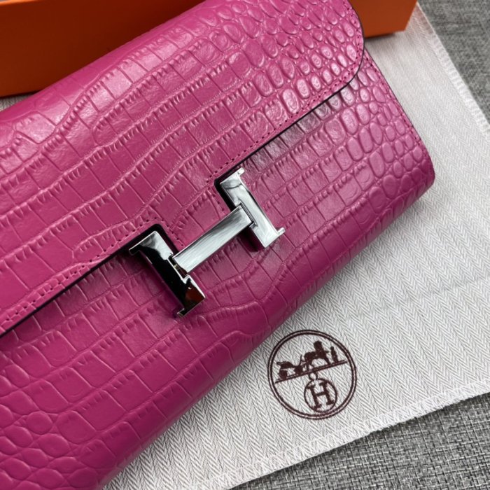 Hermes Womens Mens Wallets Purse Constance Clutch Leather Design Coin Bag with Original Box