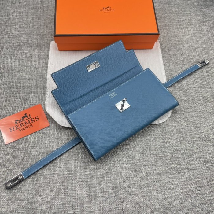 Hermes Womens Mens Wallets Purse Kelly Bag Clutch Leather Design Coin Bag with Original Box