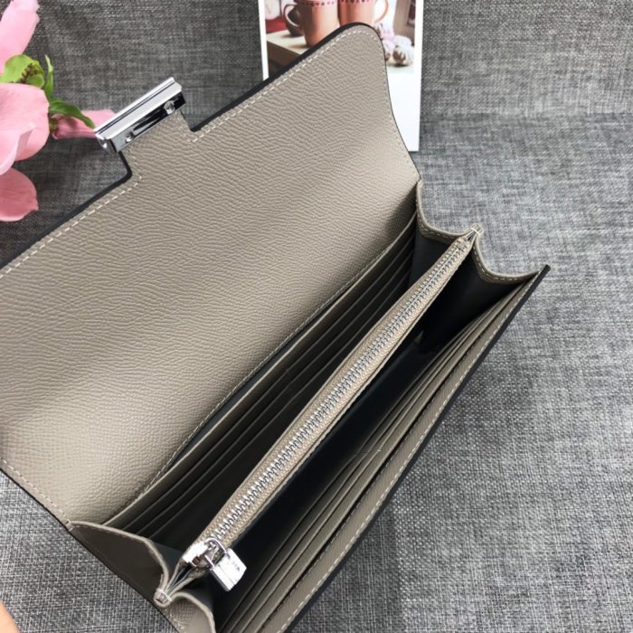Hermes Womens Mens Wallets Purse Card Holder Leather Long Design Coin Bag with Original Box