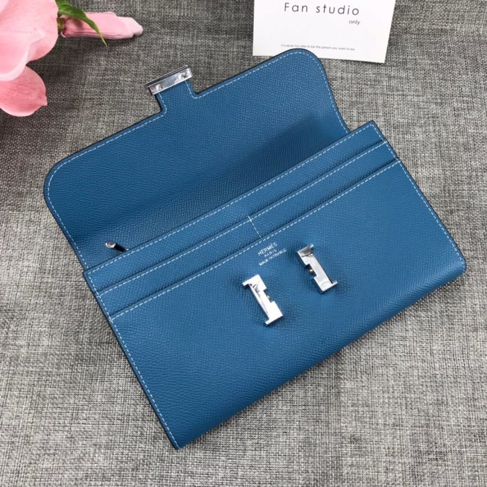 Hermes Womens Mens Wallets Purse Card Holder Leather Long Design Coin Bag with Original Box