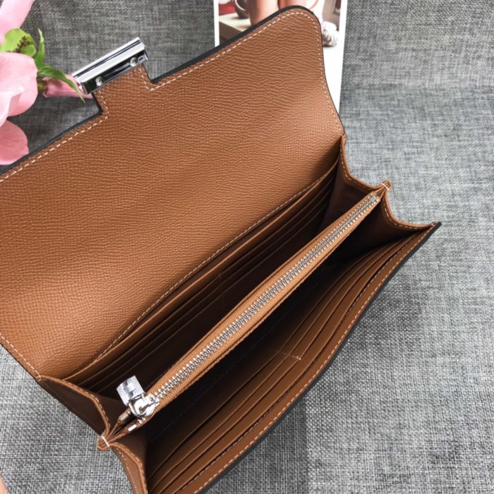 Hermes Womens Mens Wallets Purse Card Holder Leather Long Design Coin Bag with Original Box