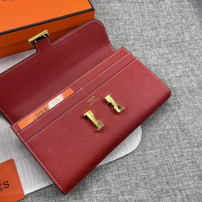Hermes Womens Mens Wallets Purse Constance Clutch Leather Design Coin Bag with Original Box