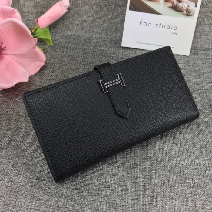 Hermes Womens Mens Wallets Purse Bearn Clutch Leather Design Coin Bag with Original Box
