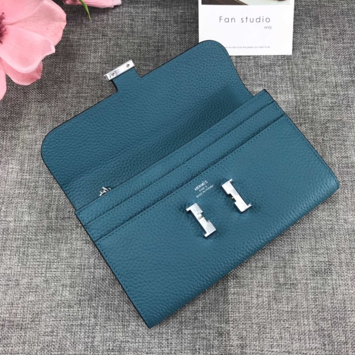Hermes Womens Mens Wallets Purse Card Holder Leather Long Design Coin Bag with Original Box