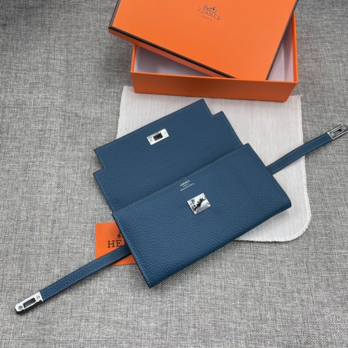 Hermes Womens Mens Wallets Purse Kelly Bag Clutch Leather Design Coin Bag with Original Box
