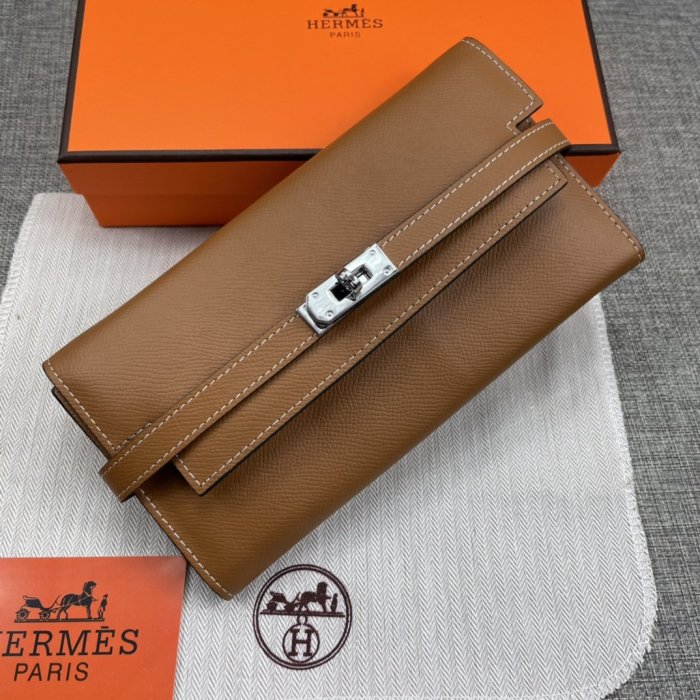 Hermes Womens Mens Wallets Purse Kelly Bag Clutch Leather Design Coin Bag with Original Box
