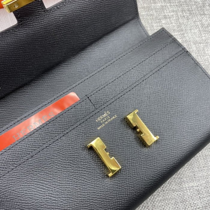 Hermes Womens Mens Wallets Purse Constance Clutch Leather Design Coin Bag with Original Box