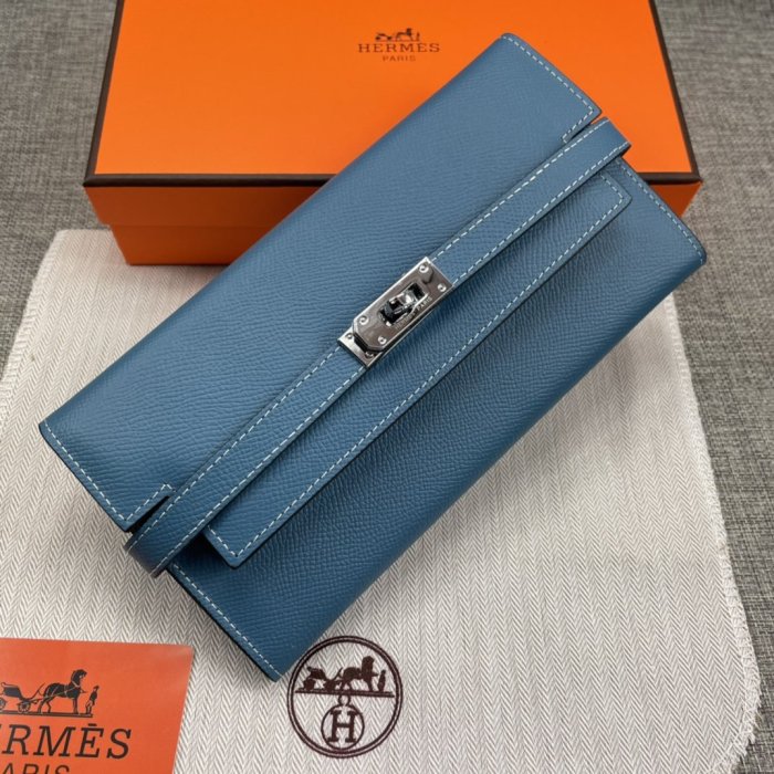 Hermes Womens Mens Wallets Purse Kelly Bag Clutch Leather Design Coin Bag with Original Box