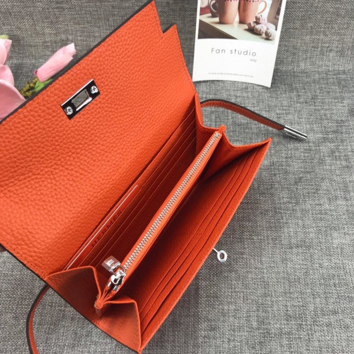 Hermes Womens Mens Wallets Purse Kelly Bag Clutch Leather Design Coin Bag with Original Box
