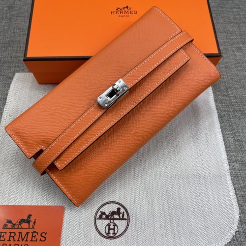 Hermes Womens Mens Wallets Purse Kelly Bag Clutch Leather Design Coin Bag with Original Box