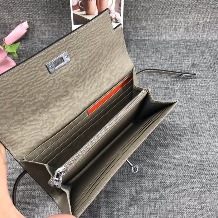 Hermes Womens Mens Wallets Purse Kelly Bag Clutch Leather Design Coin Bag with Original Box