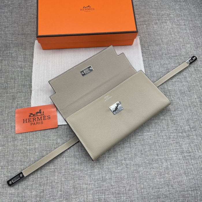 Hermes Womens Mens Wallets Purse Kelly Bag Clutch Leather Design Coin Bag with Original Box